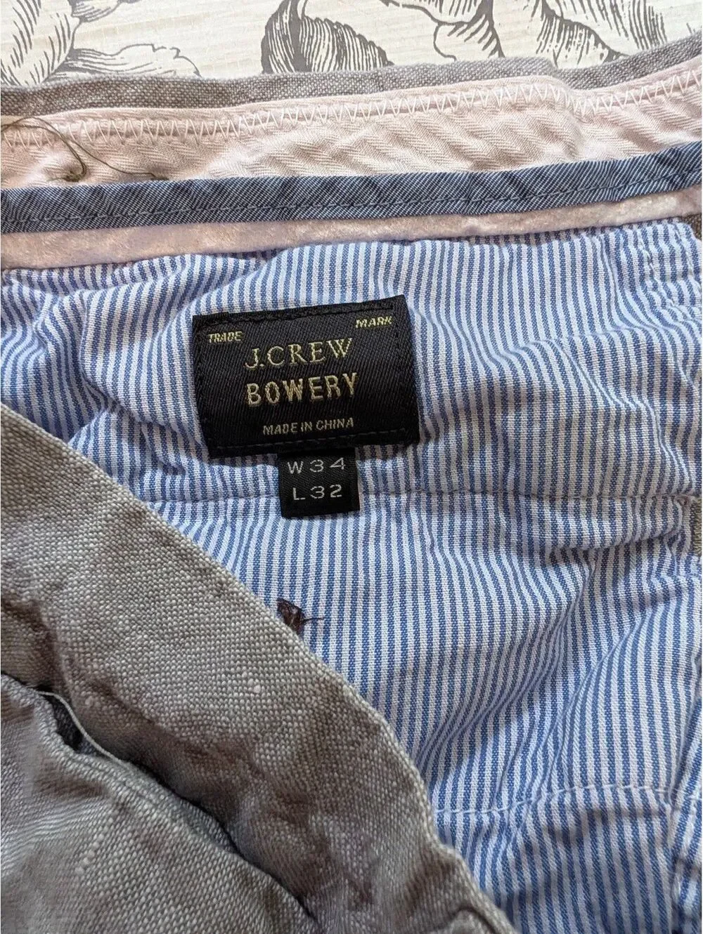 J.Crew Bowery Linen Pants Size W34 L32 Light Gray